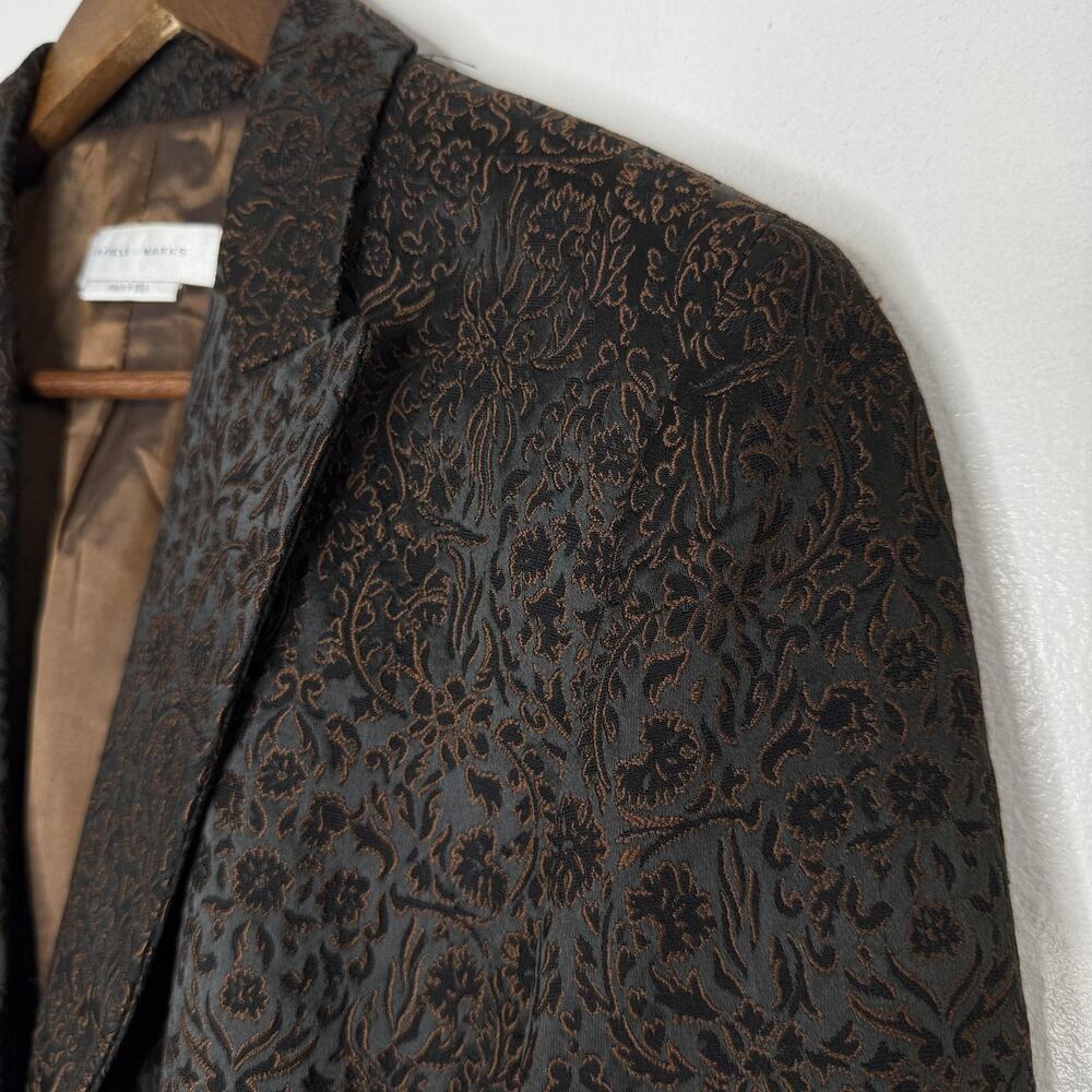 Garfield & Marks Blazer Womens 10 Floral Brocade One Button Jacket Made in USA